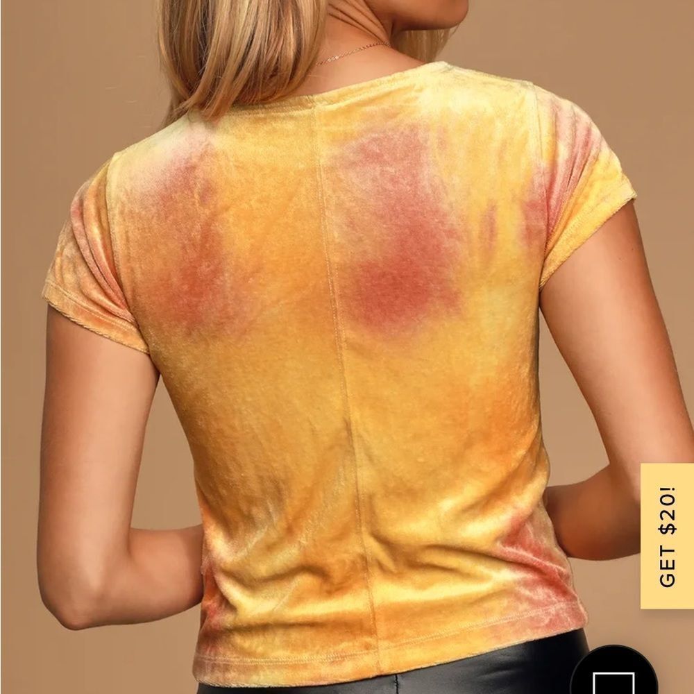 Free People Bright Eyes Yellow Tie-Dye Velvet Tee - Picture 8 of 9